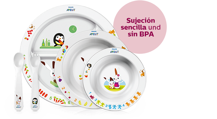 (se abre en la misma ventana) Set para la hora de comer Philips Avent para niños pequeños con agarre fácil y sin BPA